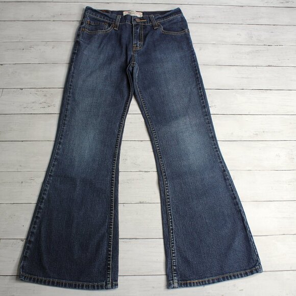 Vintage Levi Strauss Denim Blue Jeans Girl's Size 12 Low Rise Flare - Picture 1 of 8